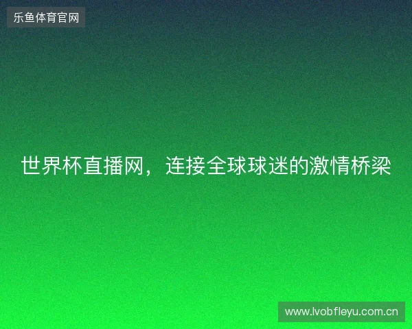 世界杯直播网，连接全球球迷的激情桥梁